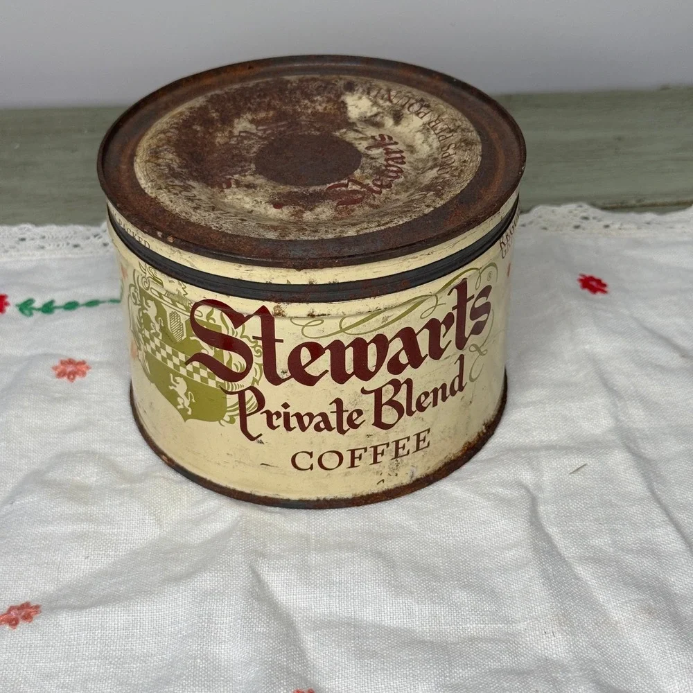 Vintage Stewarts Private Blend Coffee Tin 1933 Chicago World Fair 1# Empty Rusty